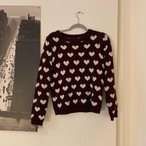 Heart wine color knit